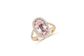 4.19 CT Oval Morganite Diamond Ring 0.68 CT TW Diamonds 14K Rose Gold MGR002