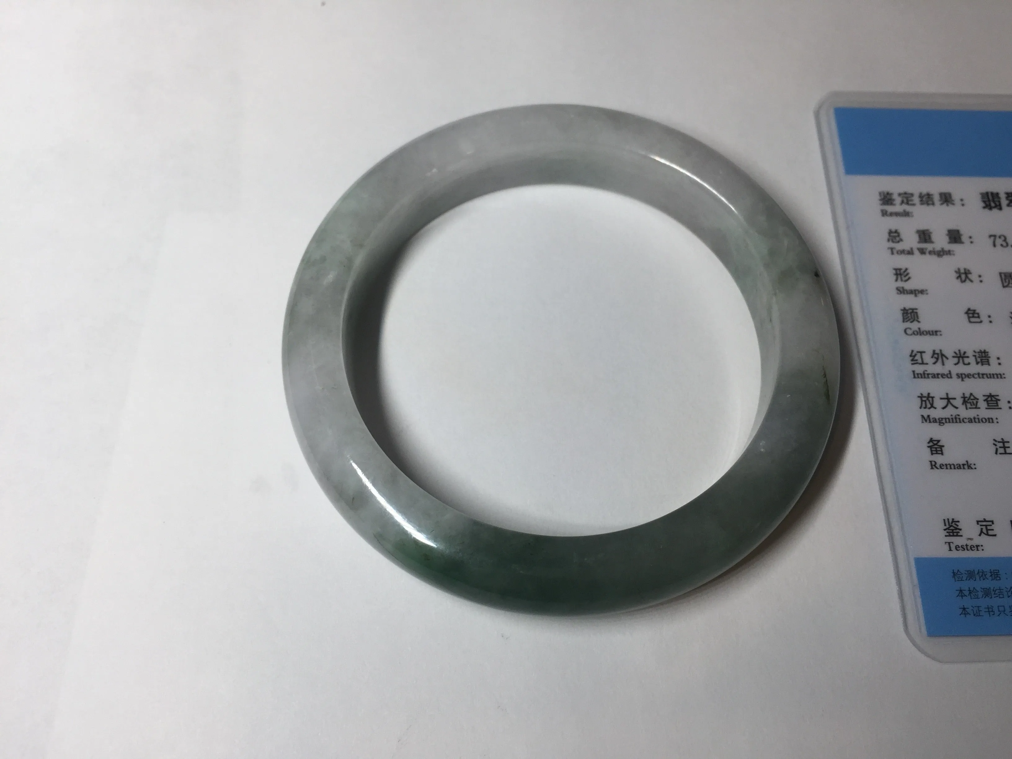 60.3mm certified type A 100% Natural oily light green/white chubby Jadeite Jade bangle BM18-2789