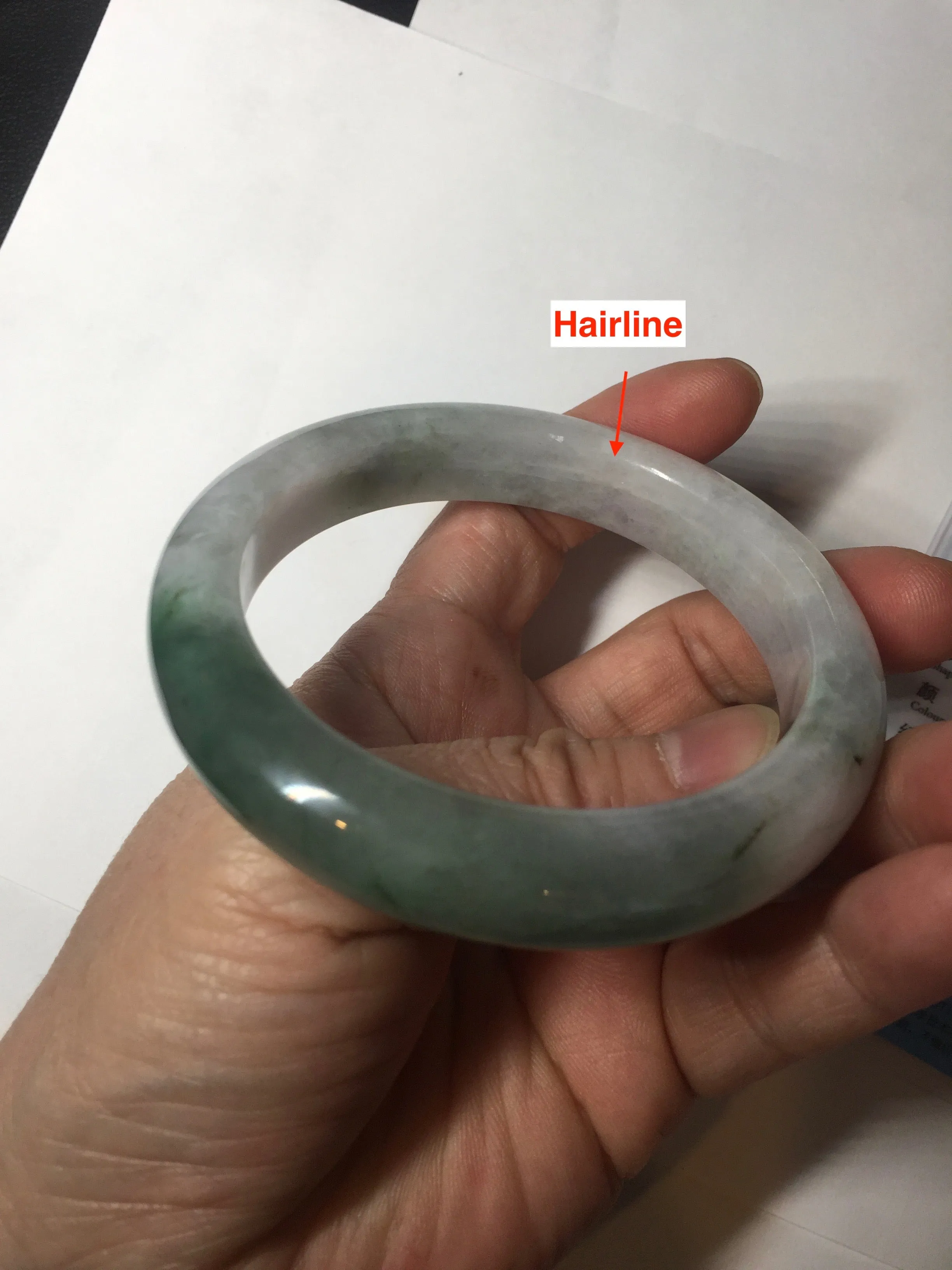 60.3mm certified type A 100% Natural oily light green/white chubby Jadeite Jade bangle BM18-2789