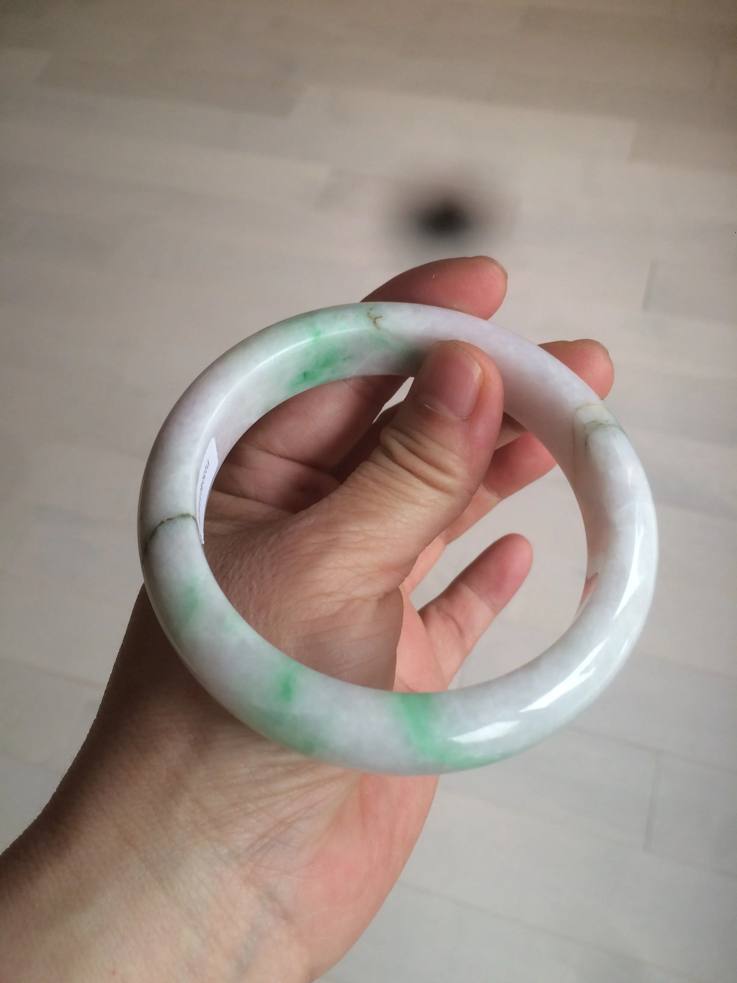 61.8 mm certified type A 100% Natural sunny green/purple/white Jadeite Jade bangle AX103-5428