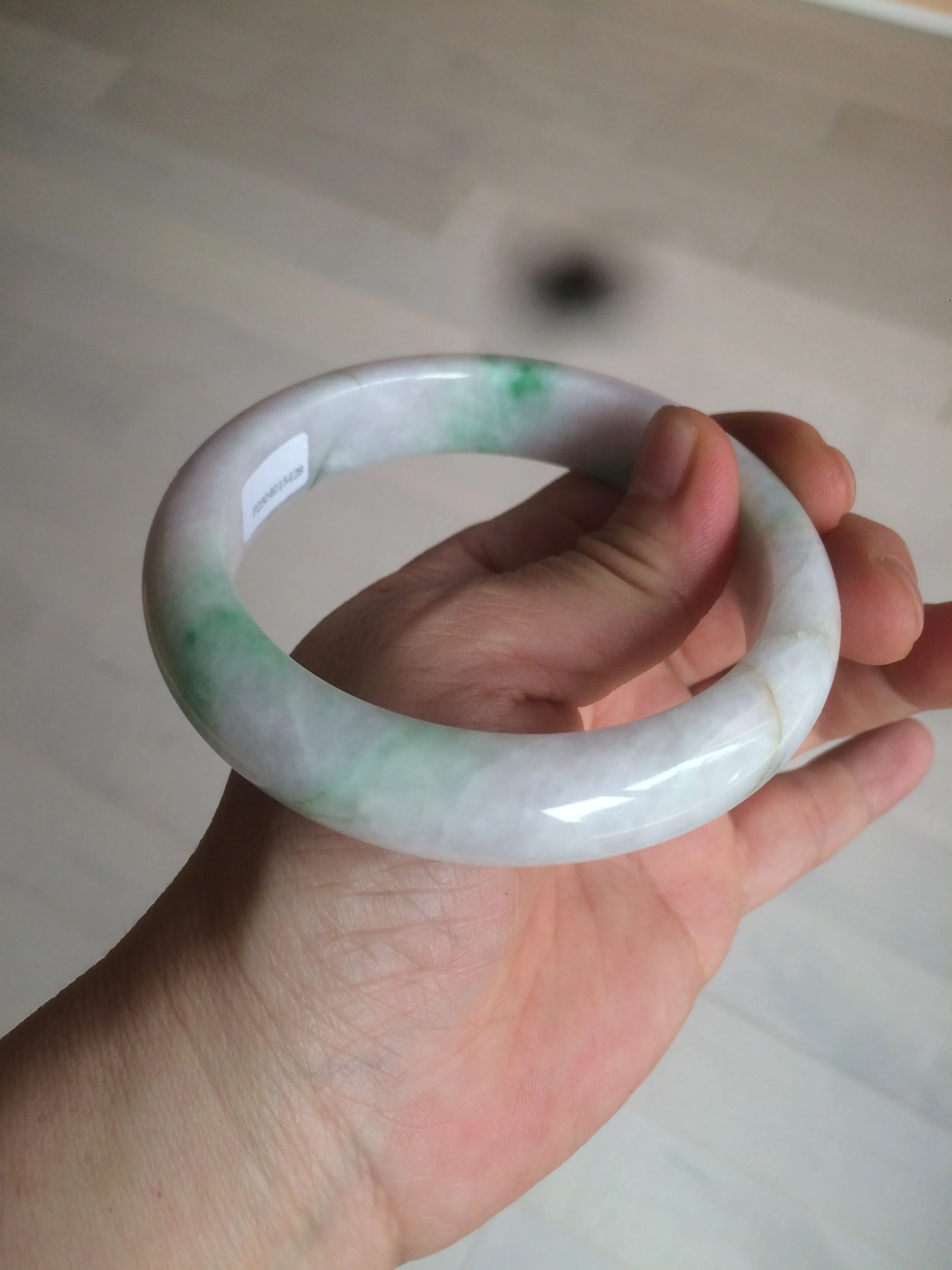 61.8 mm certified type A 100% Natural sunny green/purple/white Jadeite Jade bangle AX103-5428