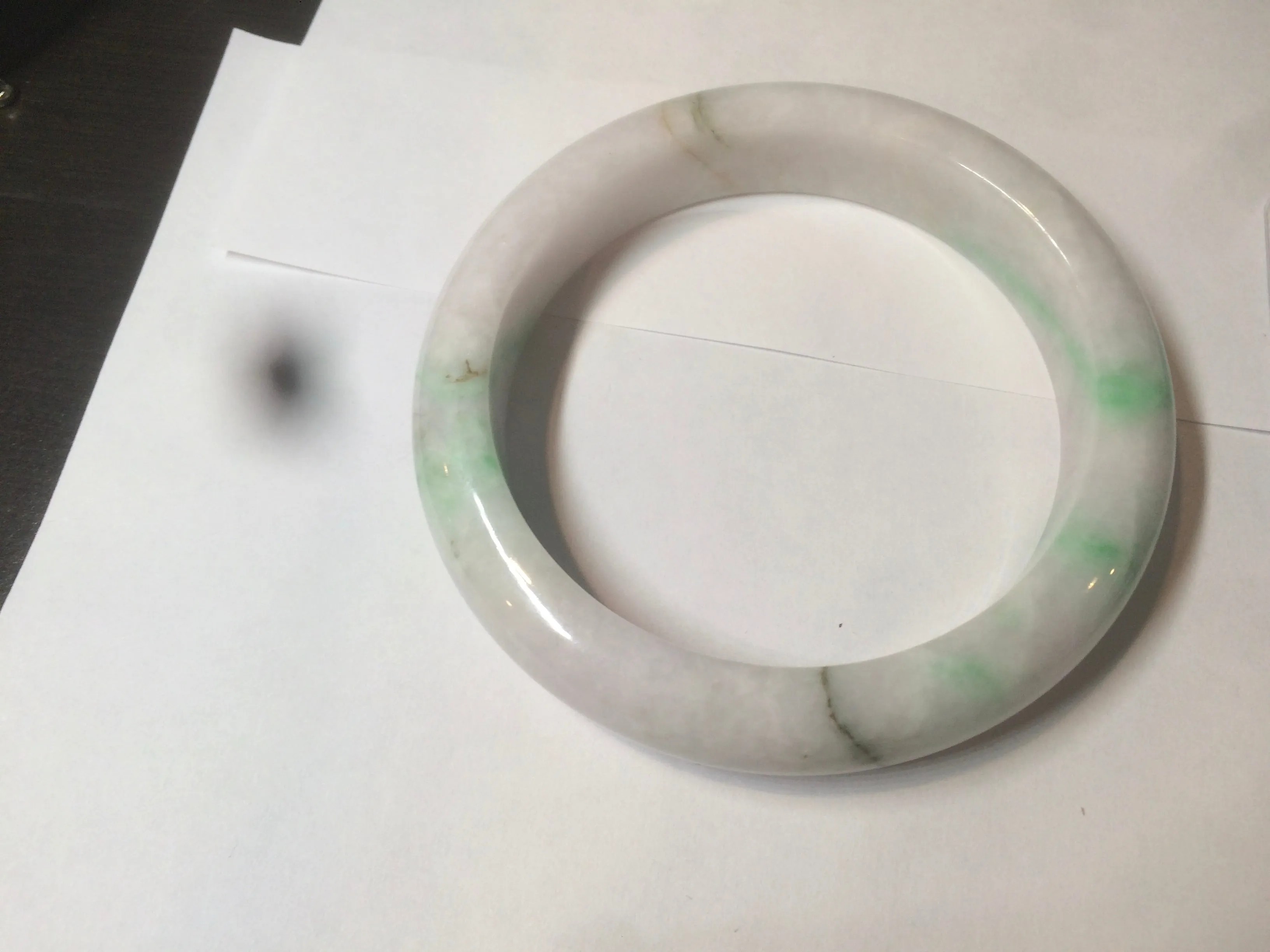 61.8 mm certified type A 100% Natural sunny green/purple/white Jadeite Jade bangle AX103-5428