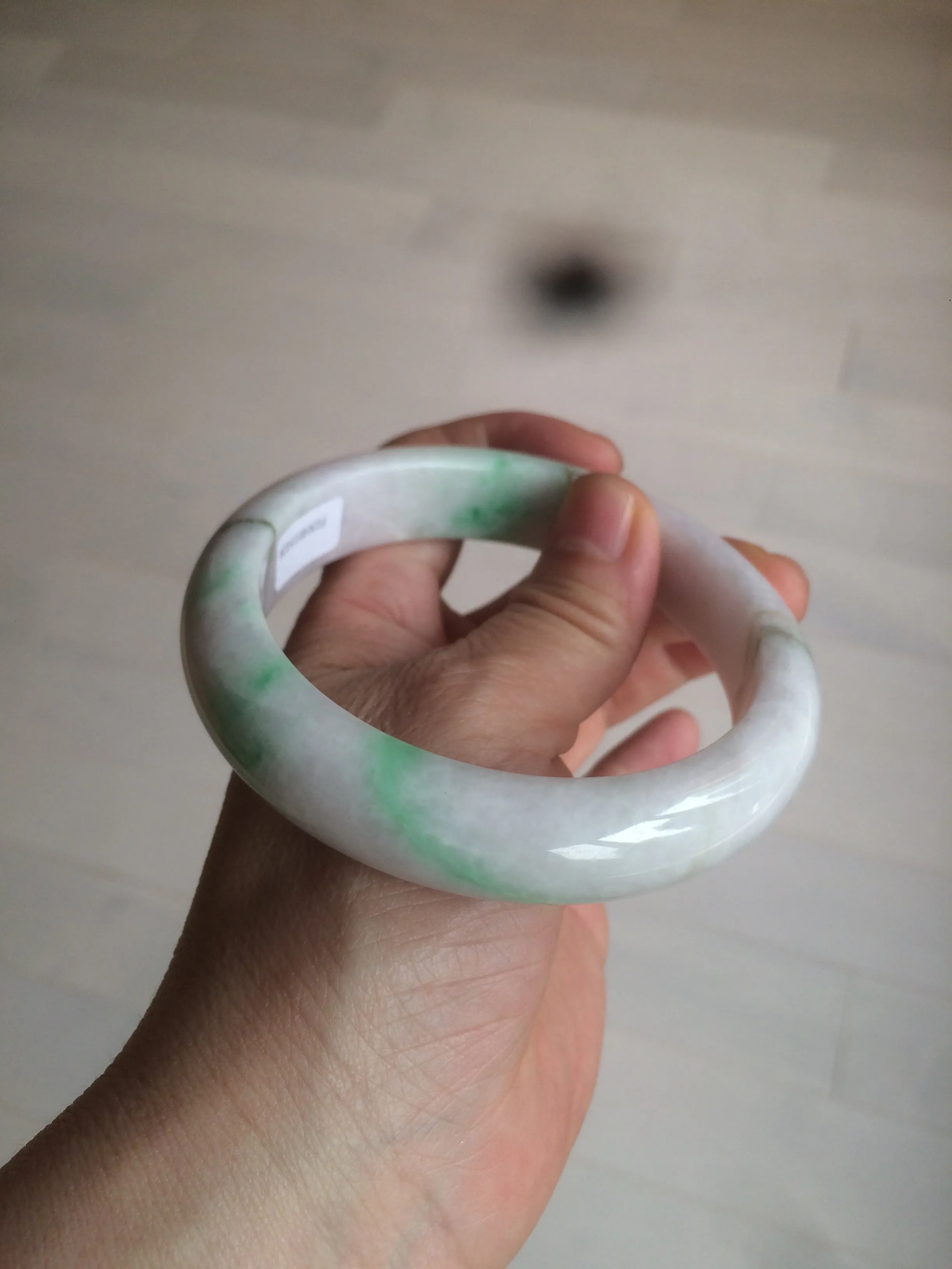 61.8 mm certified type A 100% Natural sunny green/purple/white Jadeite Jade bangle AX103-5428