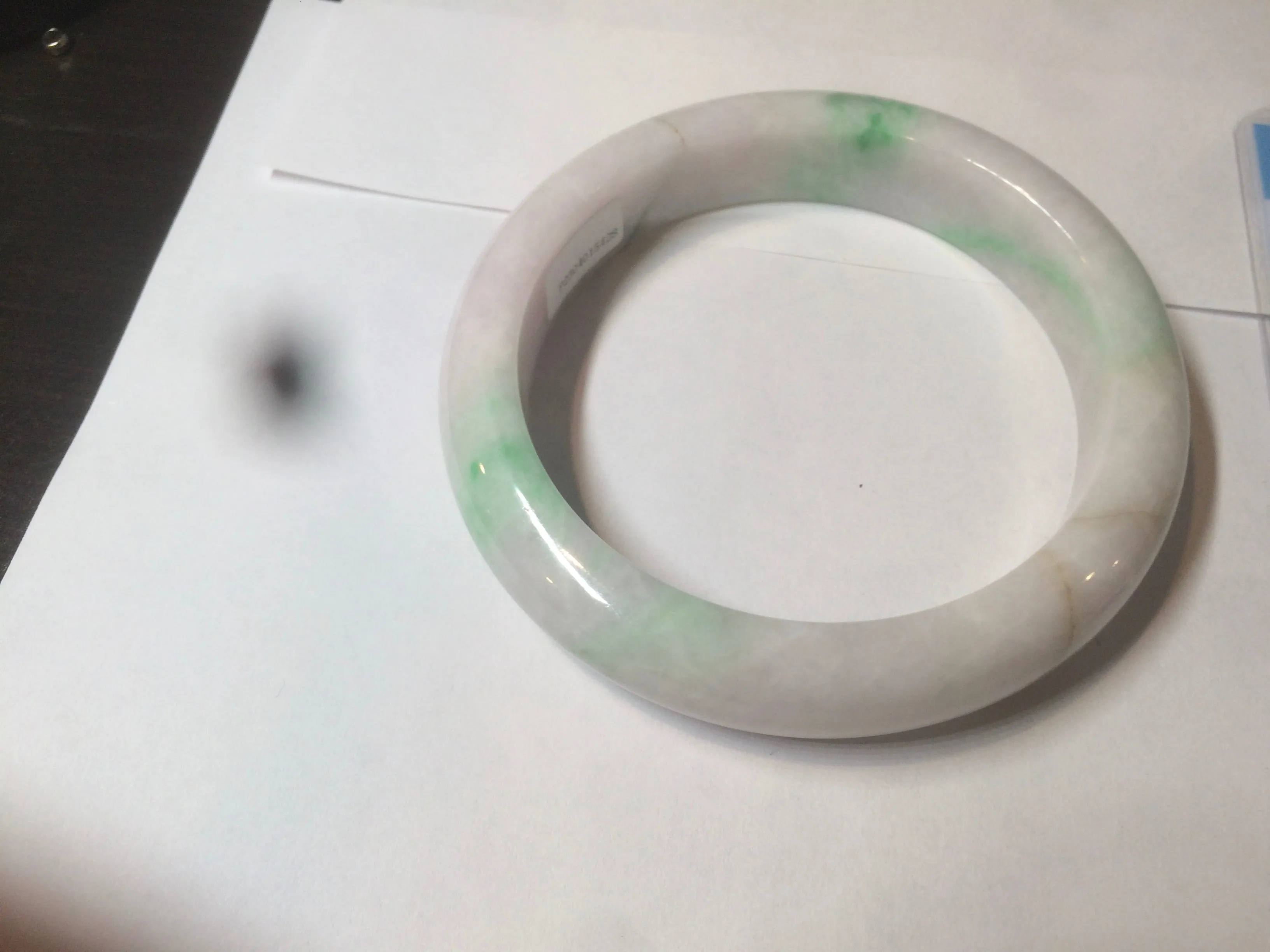 61.8 mm certified type A 100% Natural sunny green/purple/white Jadeite Jade bangle AX103-5428