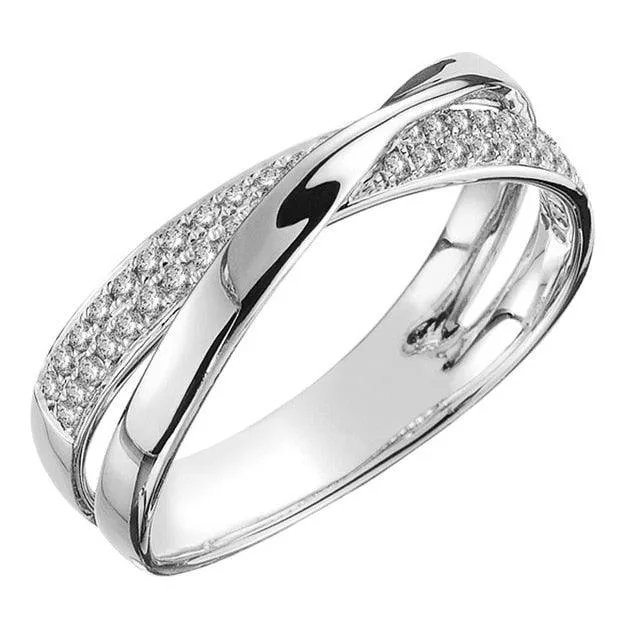 925 Sterling Silver Double Ring Set with 18 Karat Diamond LJ29