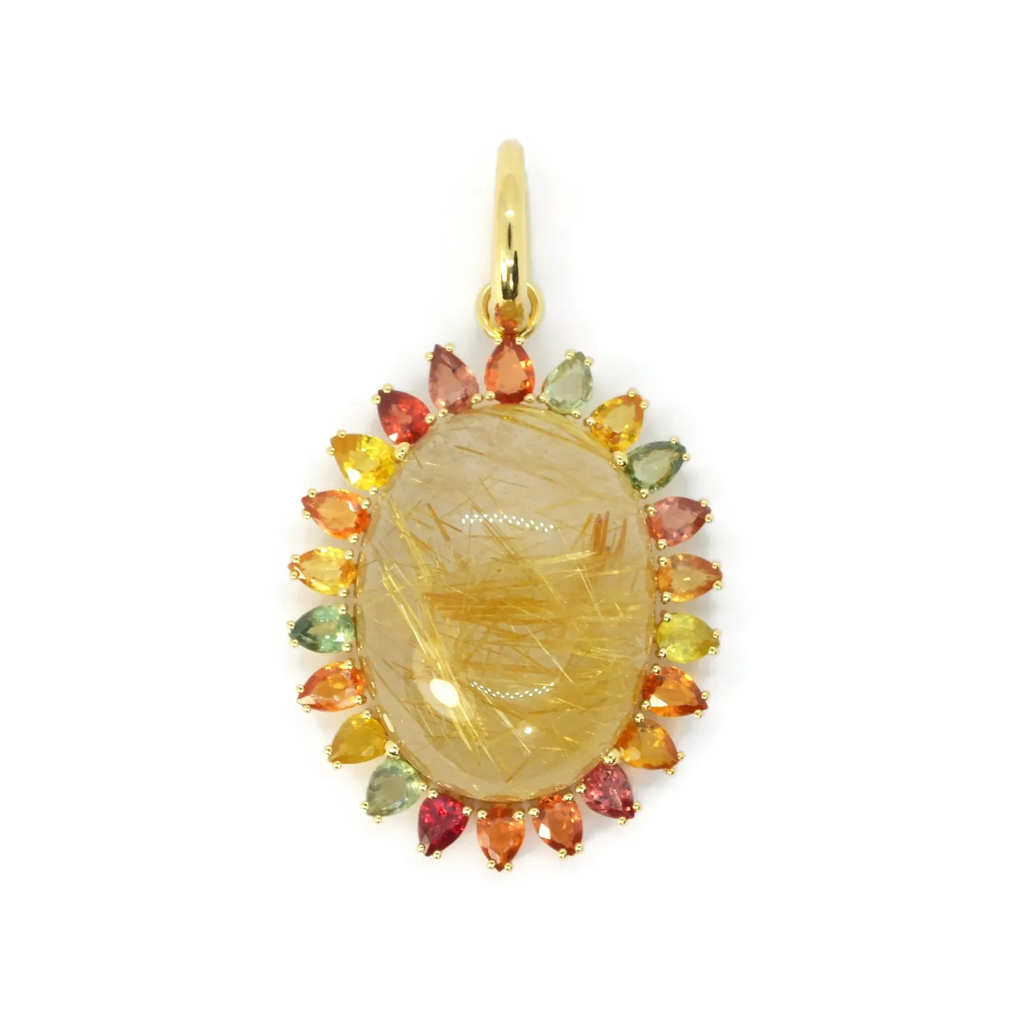 A & Furst - Sole - Pendant with Rutilated Quartz and Multicolor Sapphires, 18k Yellow Gold