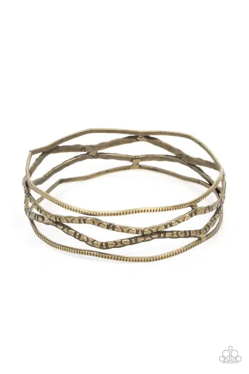 A Narrow ESCAPADE Brass Bracelet - Paparazzi Accessories