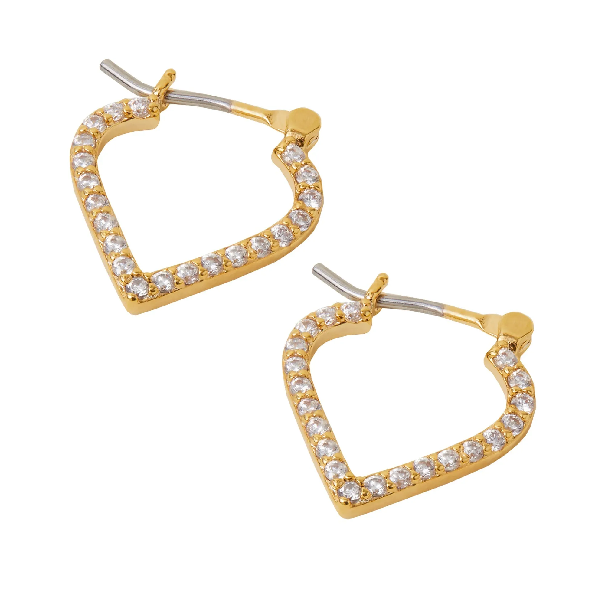 Accessorize London Women's Z Real Gold-Plated Cubic Zirconia Sparkle Mosaic Hoop Earrings