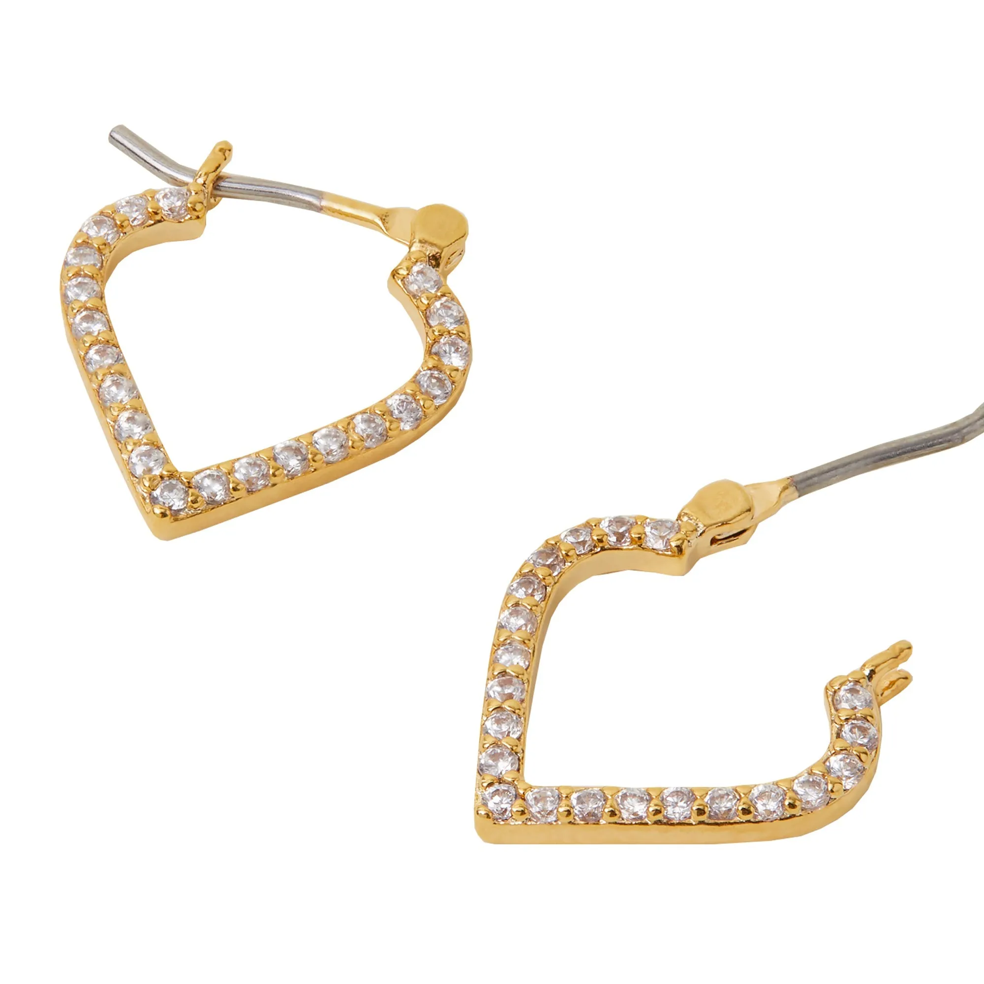 Accessorize London Women's Z Real Gold-Plated Cubic Zirconia Sparkle Mosaic Hoop Earrings