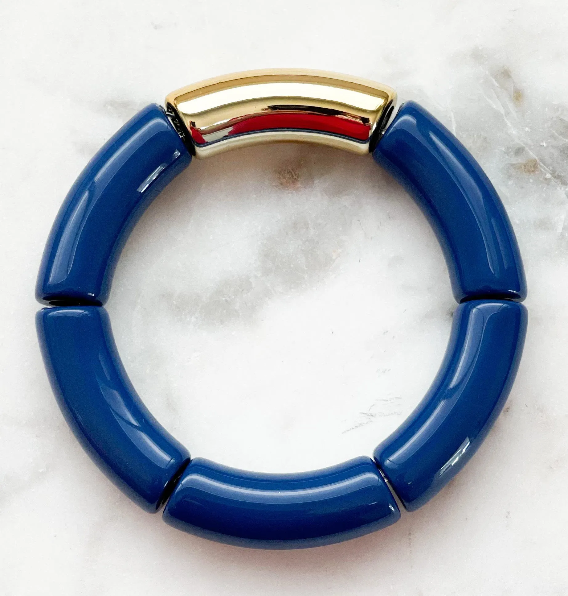 Acrylic Bamboo Bangle Bracelet Navy