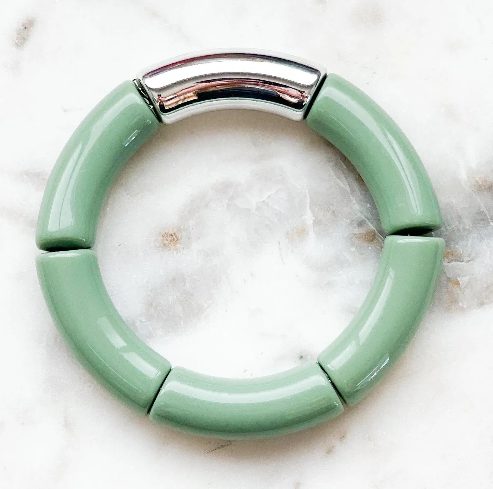 Acrylic Bamboo Bangle Bracelet Sage