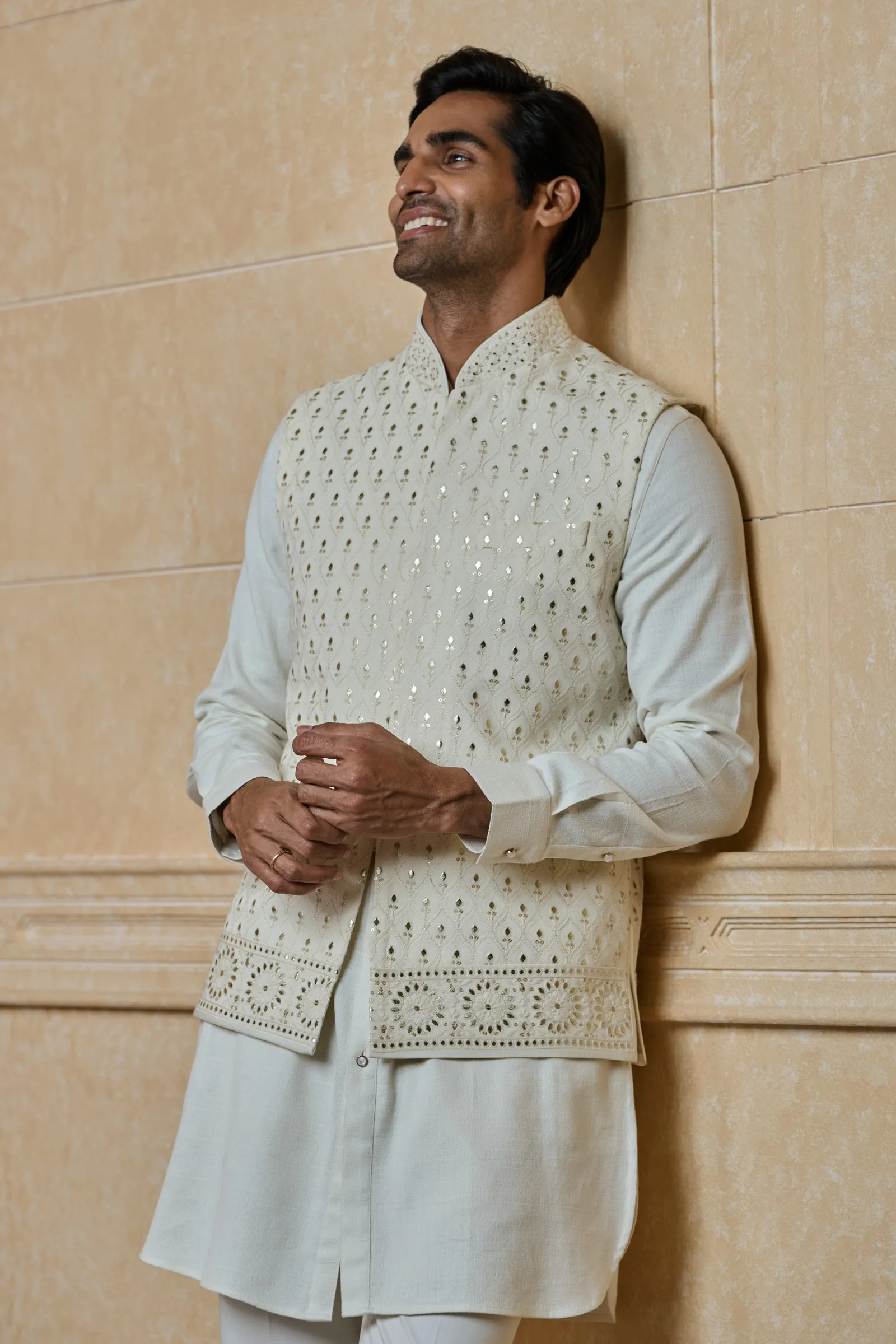 All Over Embroidered Kurta Bundi Set