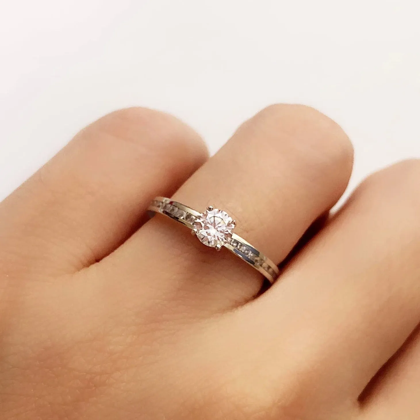 Anastasia Eternity Engagement Ring 18K White Gold