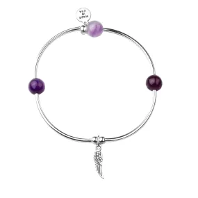 Angel Wing | Soft Bangle Charm Bracelet | Amethyst