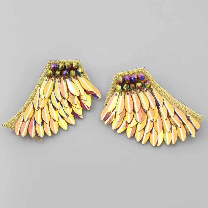 Angel Wings Sequin Stud Earrings