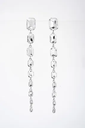 Ariana Square Rhinestone Drop Post Earrings