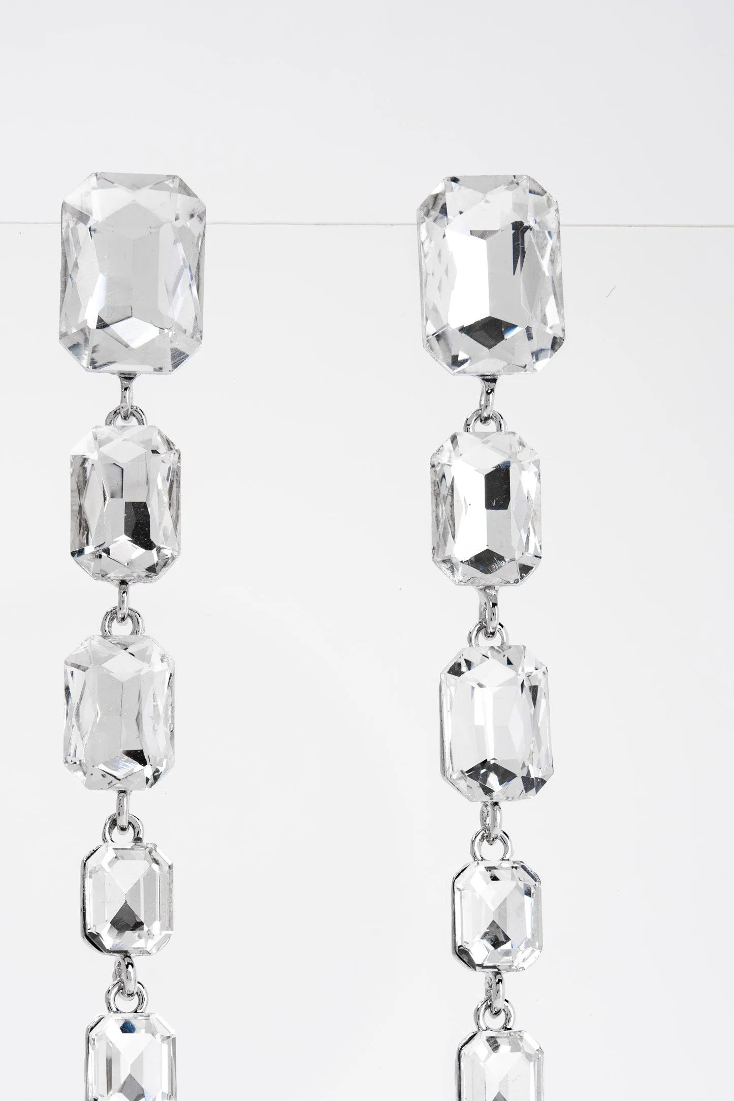 Ariana Square Rhinestone Drop Post Earrings