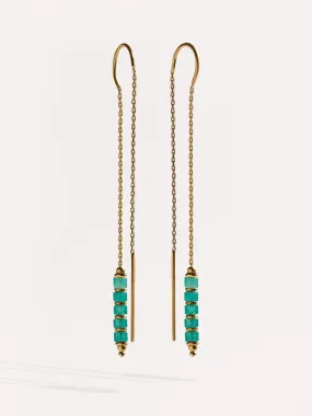 Arietta Green Jade Gold Chain Earrings