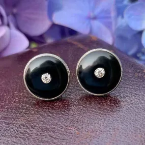 Art Deco Diamond & Onyx Earrings