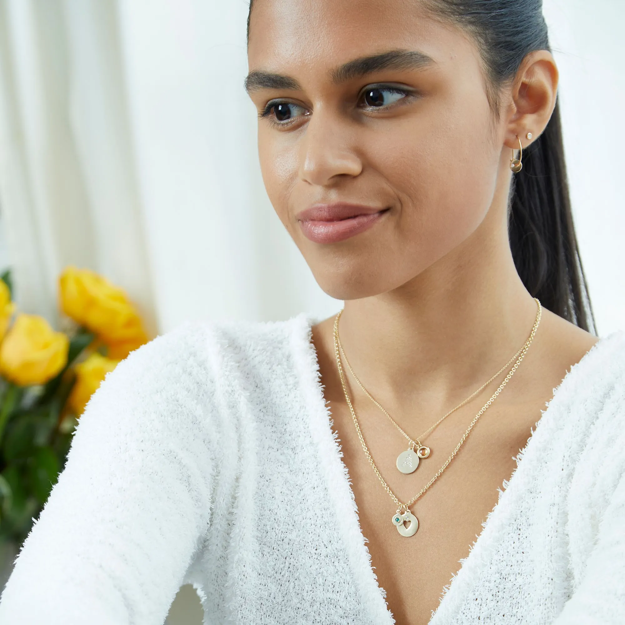 Birthstone Mini Disk Charm With Garnet