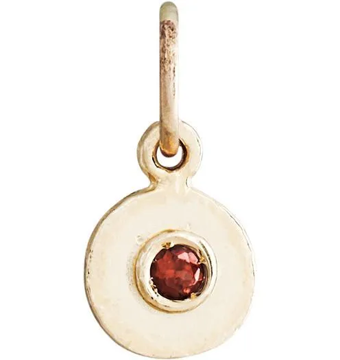 Birthstone Mini Disk Charm With Garnet