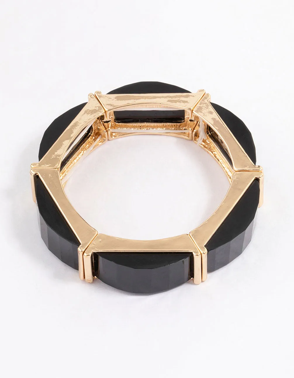 Black & Gold Rectangular Stretch Bracelet