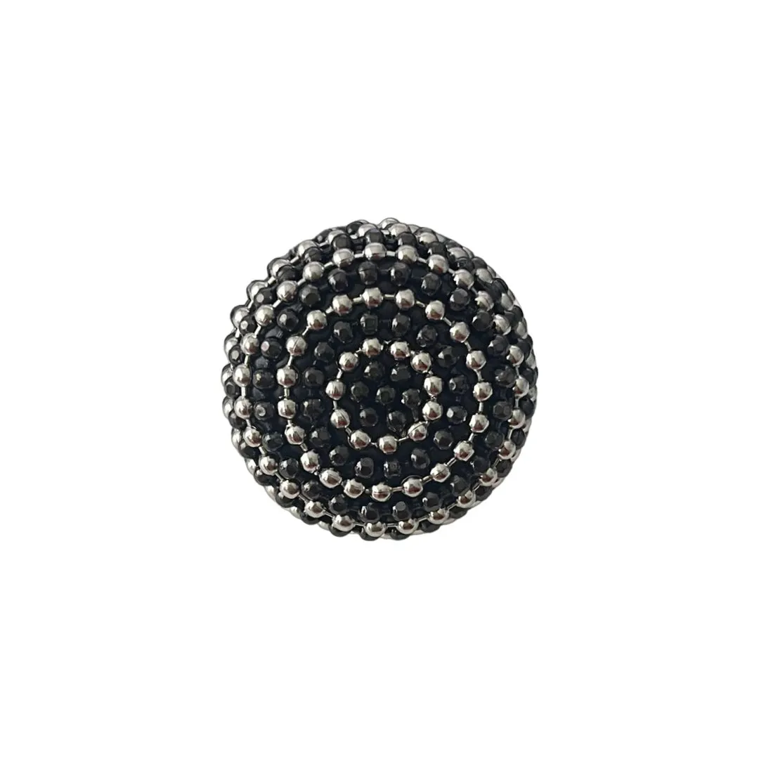 BLACK AND SILVER BALLS CHAIN RING BY B.E.