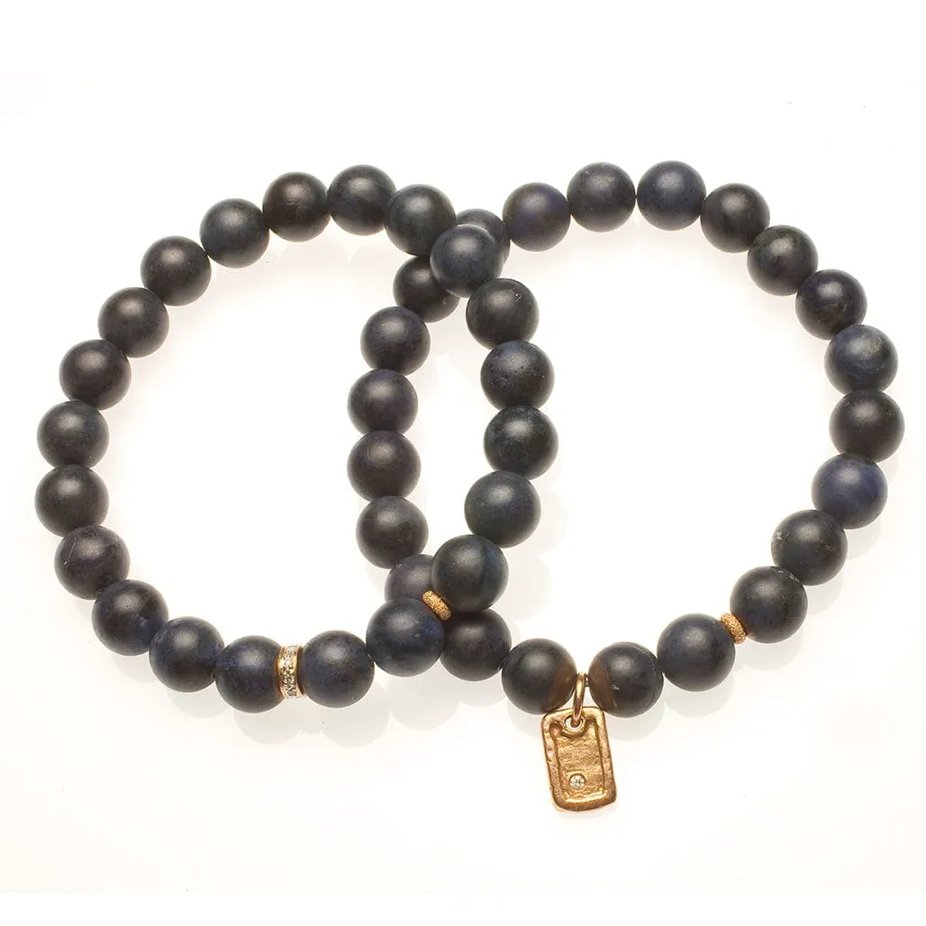 Black Onyx Beads with 14K Gold and Diamonds