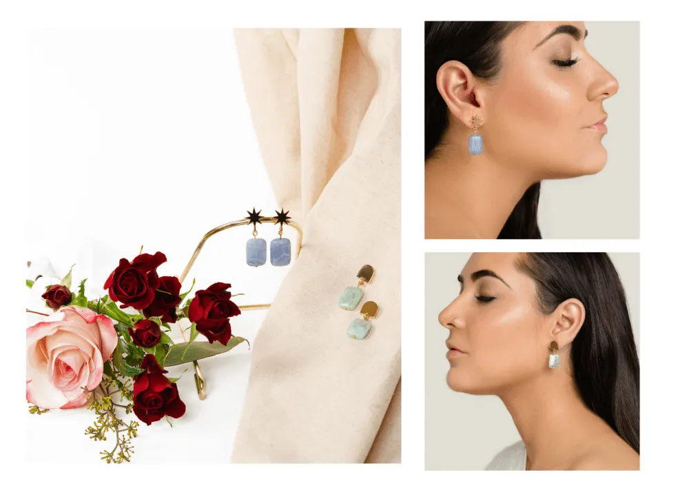 blue agate   chrysoprase bridesmaid earring collection