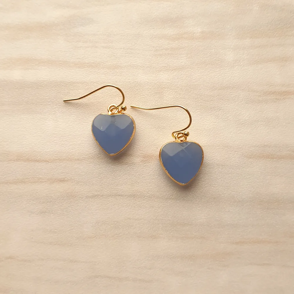 Blue Chalcedony Single Gem Drop Earrings