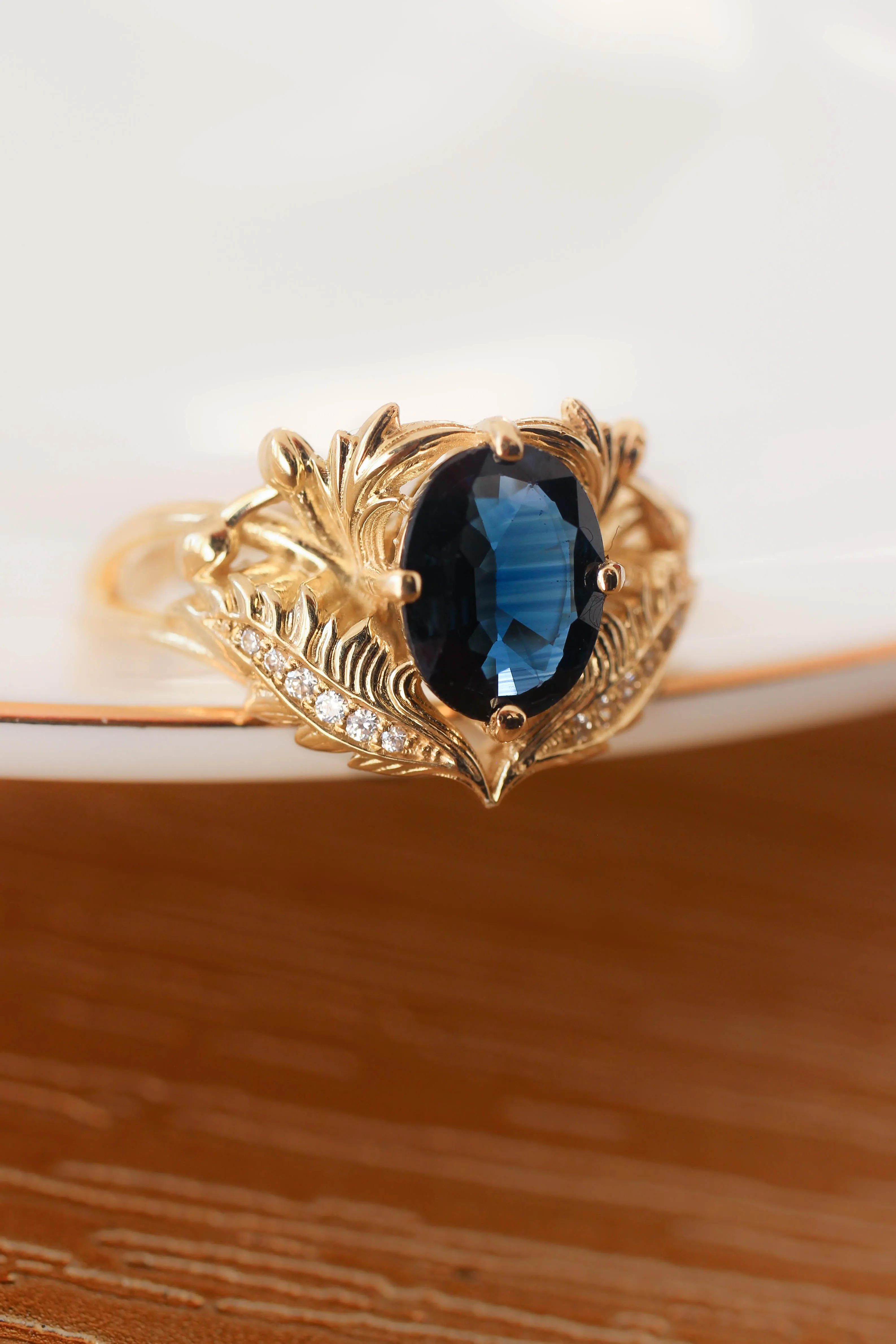 Blue sapphire and diamonds engagement ring / Adonis