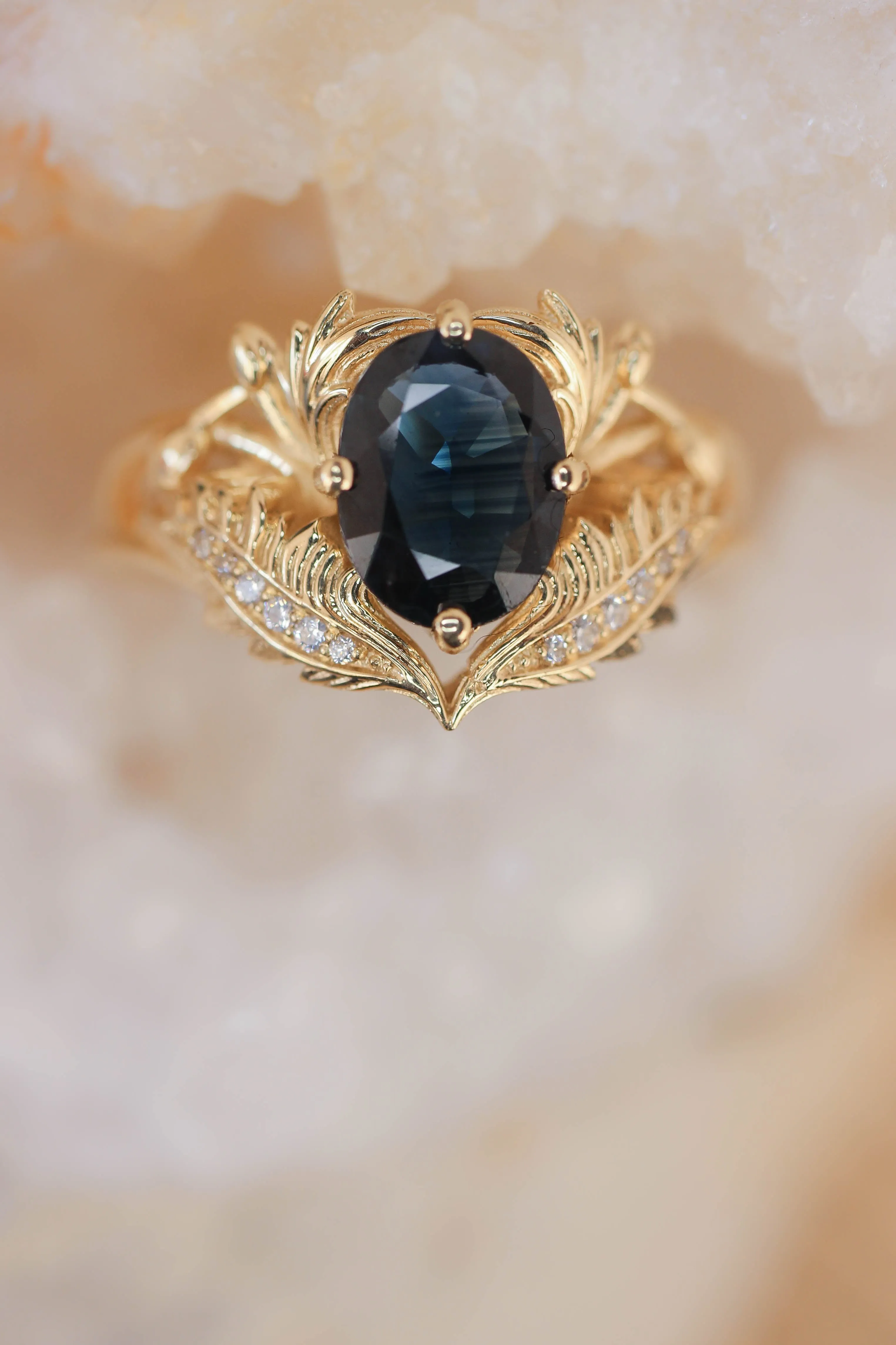 Blue sapphire and diamonds engagement ring / Adonis