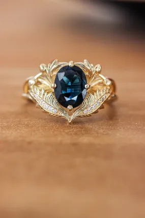 Blue sapphire and diamonds engagement ring / Adonis