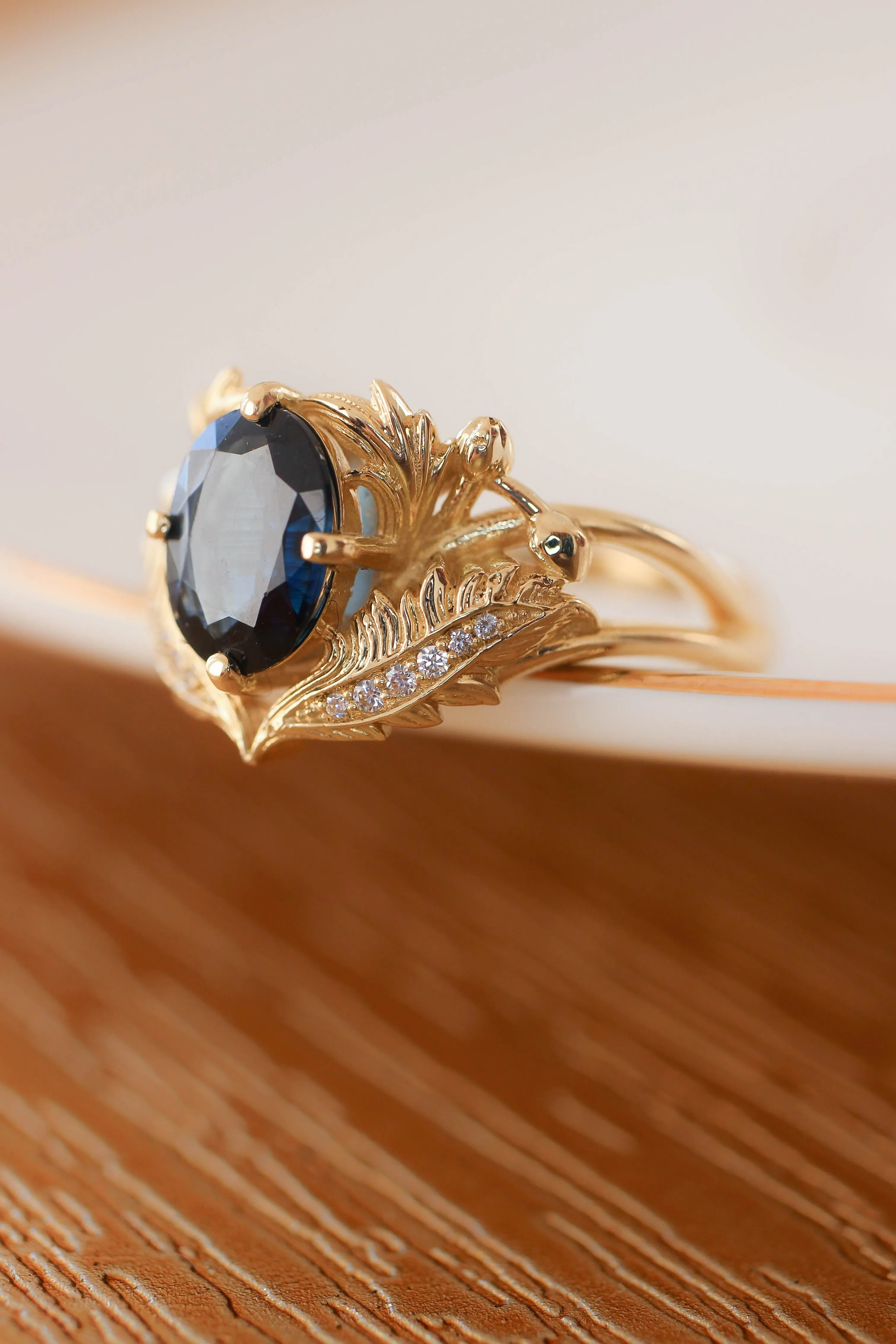 Blue sapphire and diamonds engagement ring / Adonis