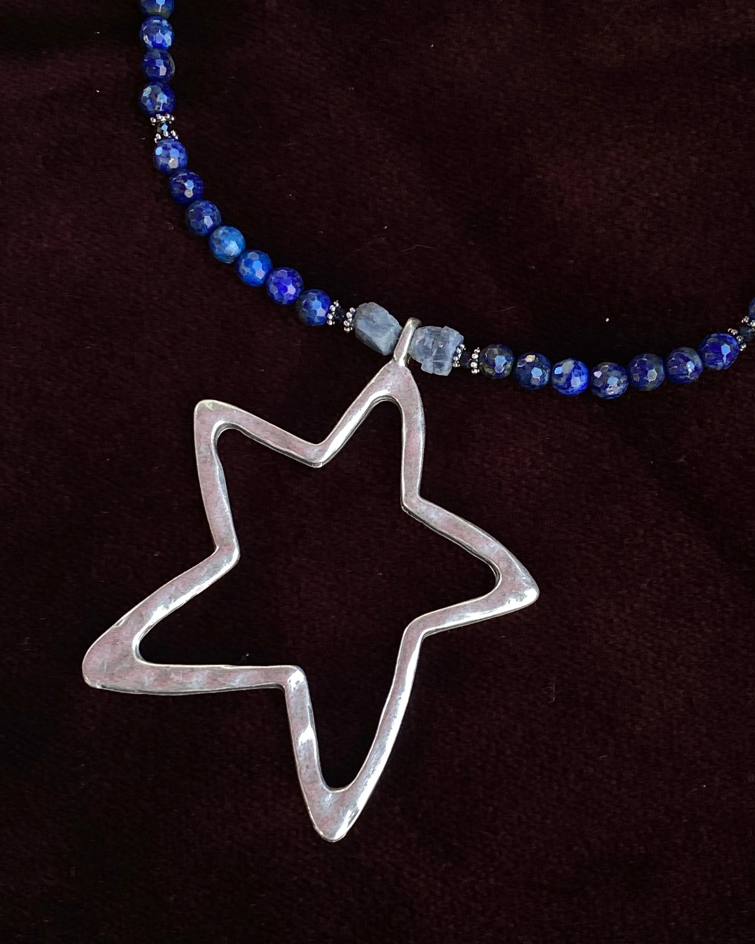 Blue Sapphire and Lapis Lazuli Star Necklace