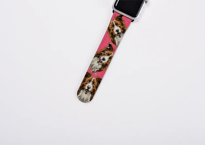 Border Collie Soho Pink Apple Watch Strap