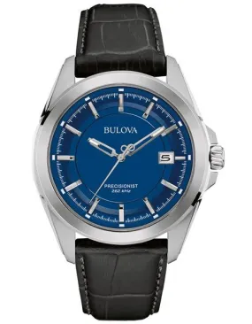 Bulova Mens Precisionist UHF - Blue Dial - Stainless - Date - Black Leather