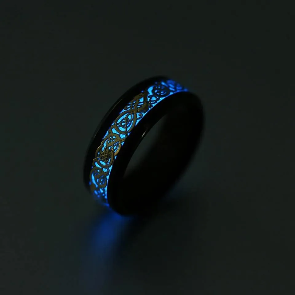 Celtic Dragon Glow In The Dark Ring (Yellow or Blue Glow)