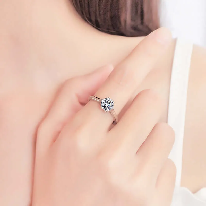 Classic Six Claw Crown Moissanite Ring