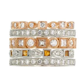 Coast Diamond White And Pink Gold Stackable Diamond Bands