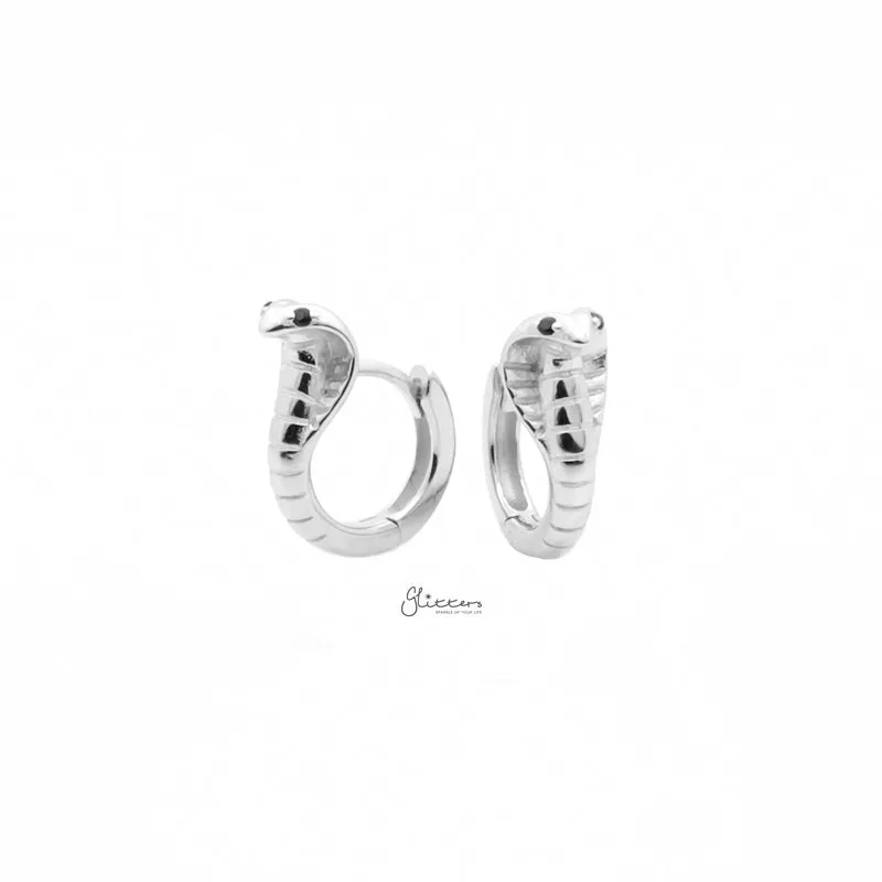 Cobra Huggie Hoop Earrings - Silver