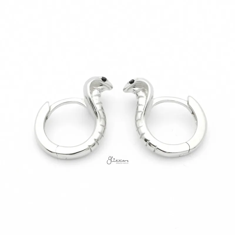 Cobra Huggie Hoop Earrings - Silver