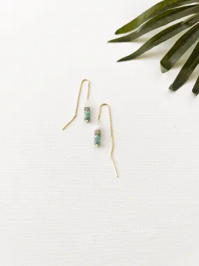 confetti threader earrings - turquoise and moonstone