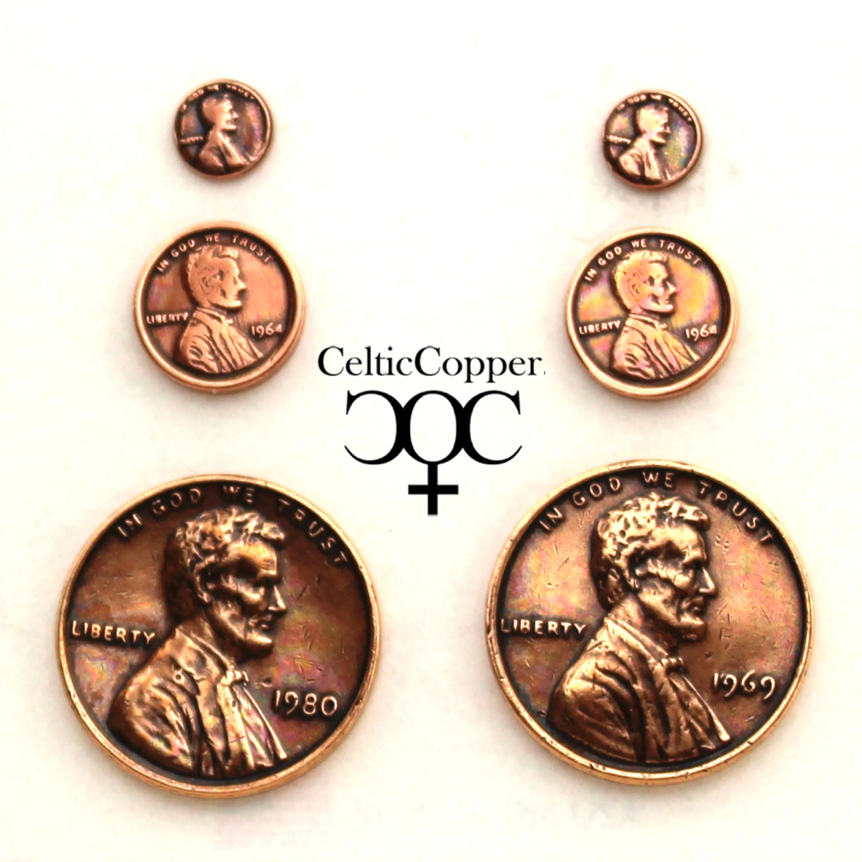 Copper Earring Studs US Penny Perfect Coin Replica 19mm American Copper Penny Earring Studs