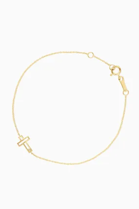 Covet 14kt Gold Diamond Cross Bracelet