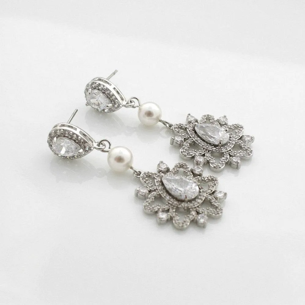 Crystal Bridal Earrings- Fiona