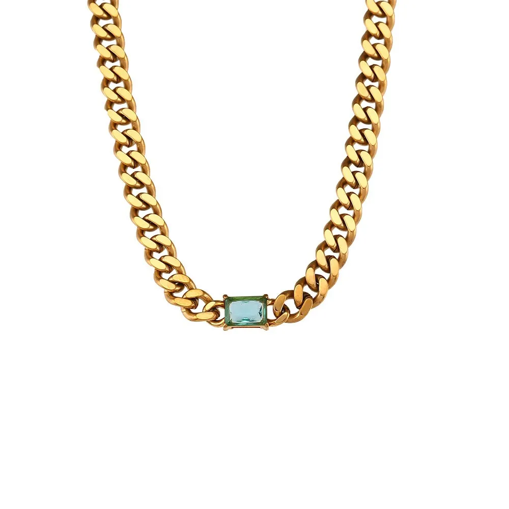 Cuban Chain Crystal Necklace Choker