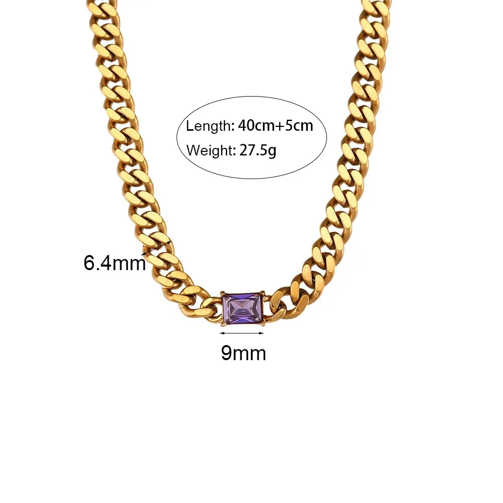 Cuban Chain Crystal Necklace Choker