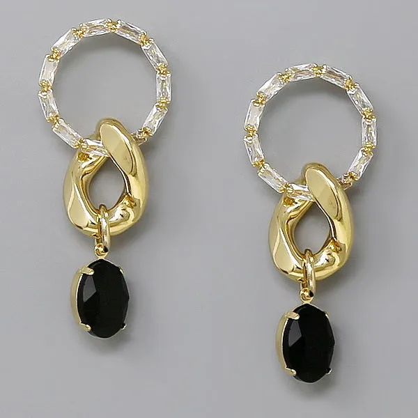 CZ Pave Hoop Statement Earrings