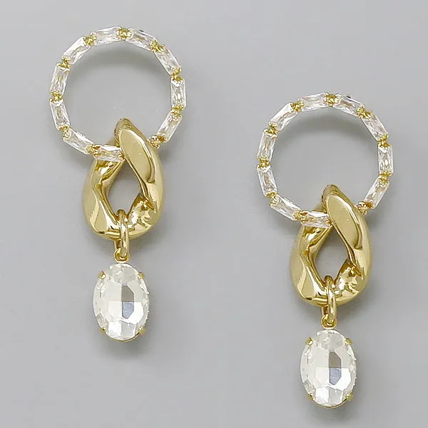 CZ Pave Hoop Statement Earrings